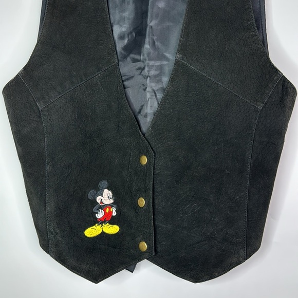 Vintage Mickey Unlimited Mickey Mouse Black Leather Vest M/L - Picture 3 of 8